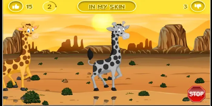 A perception and inhibition game screen with a stop signal.